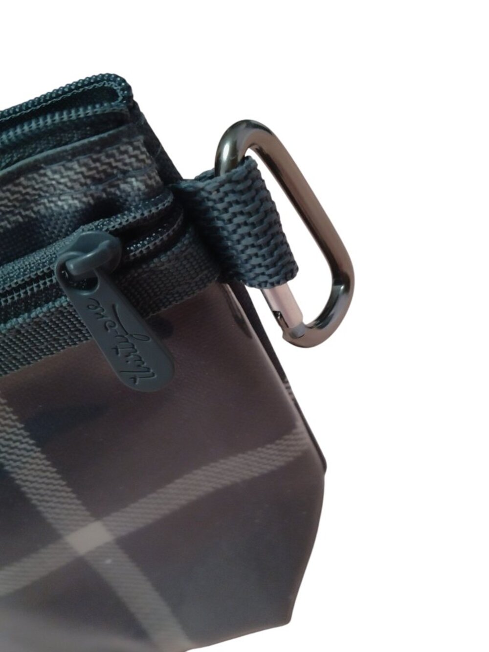 Thirty-One Gray Plaid Zip Up Pouch Cosmetic Make Up Bag Travel Vacation Classic - Picture 2 of 5